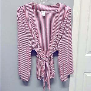 Lake Striped Wrap Short Robe  NWOT